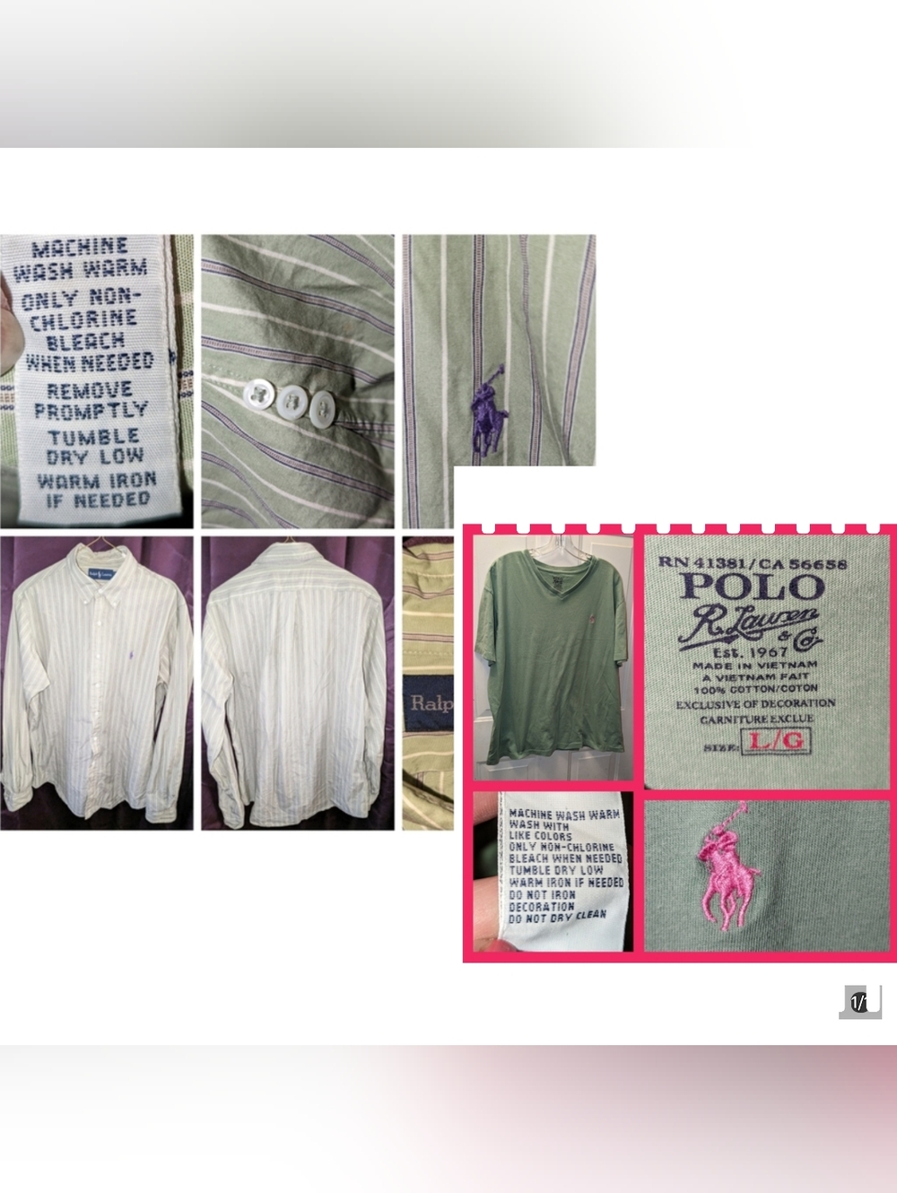 Ralph Lauren men's oxford shirt And Tshirt Bundle Size L
